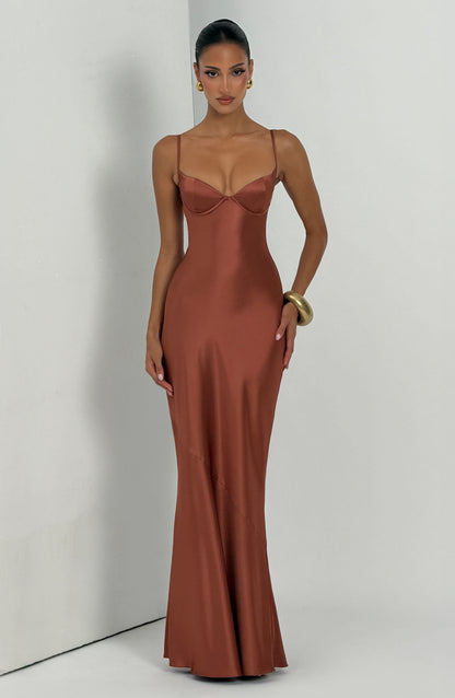 Amorette Maxi Elbise - Kiremit