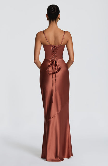 Amorette Maxi Elbise - Kiremit