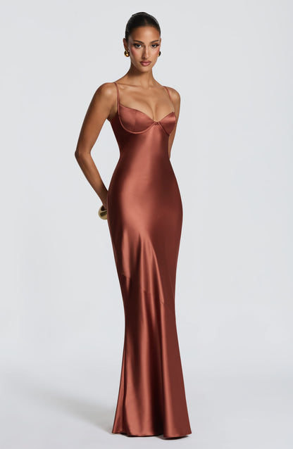 Amorette Maxi Elbise - Kiremit