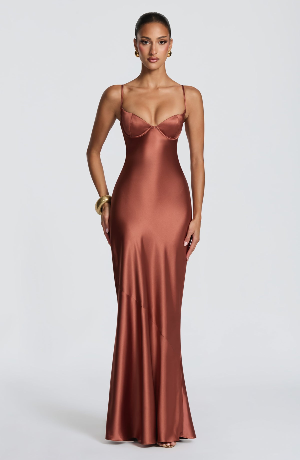 Amorette Maxi Elbise - Kiremit