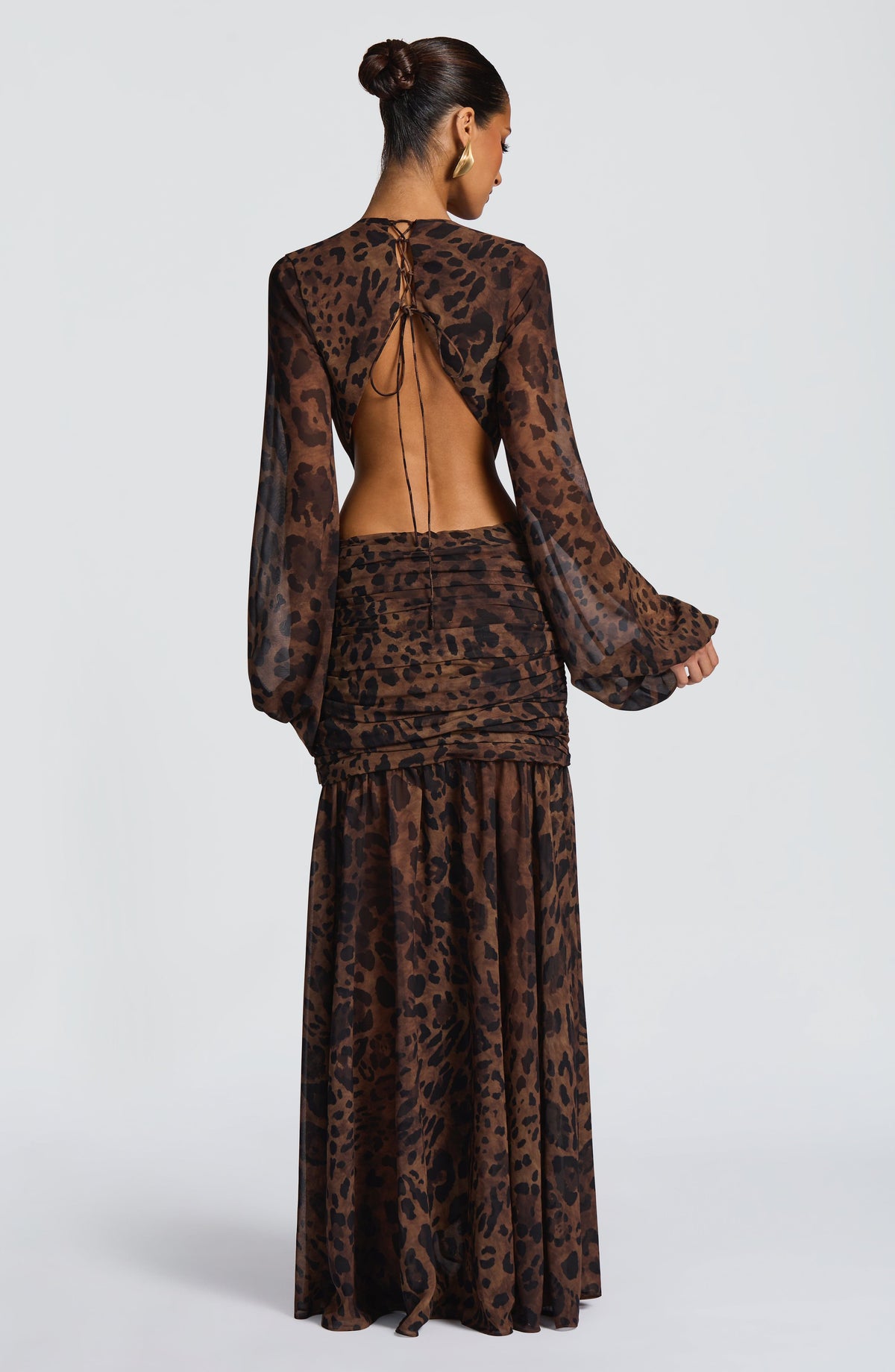 Andrina Maxi Elbise - Leopar Desenli