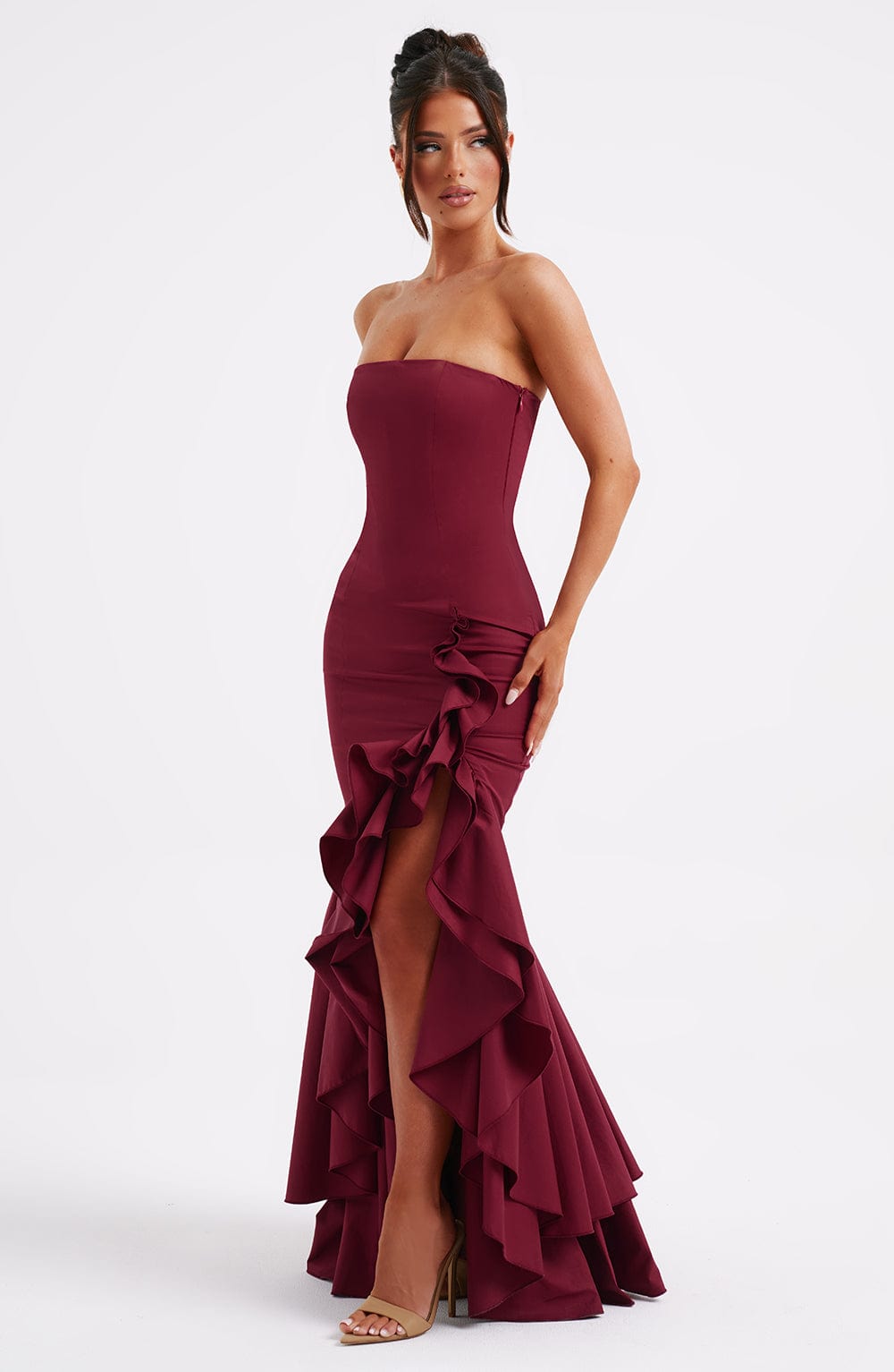 Angelina Maxi Elbise - Bordo