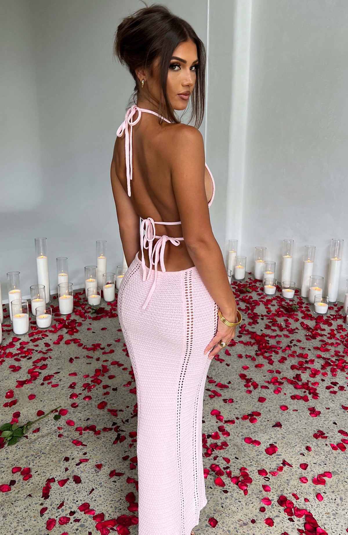 Arabella Maxi Elbise - Pudra
