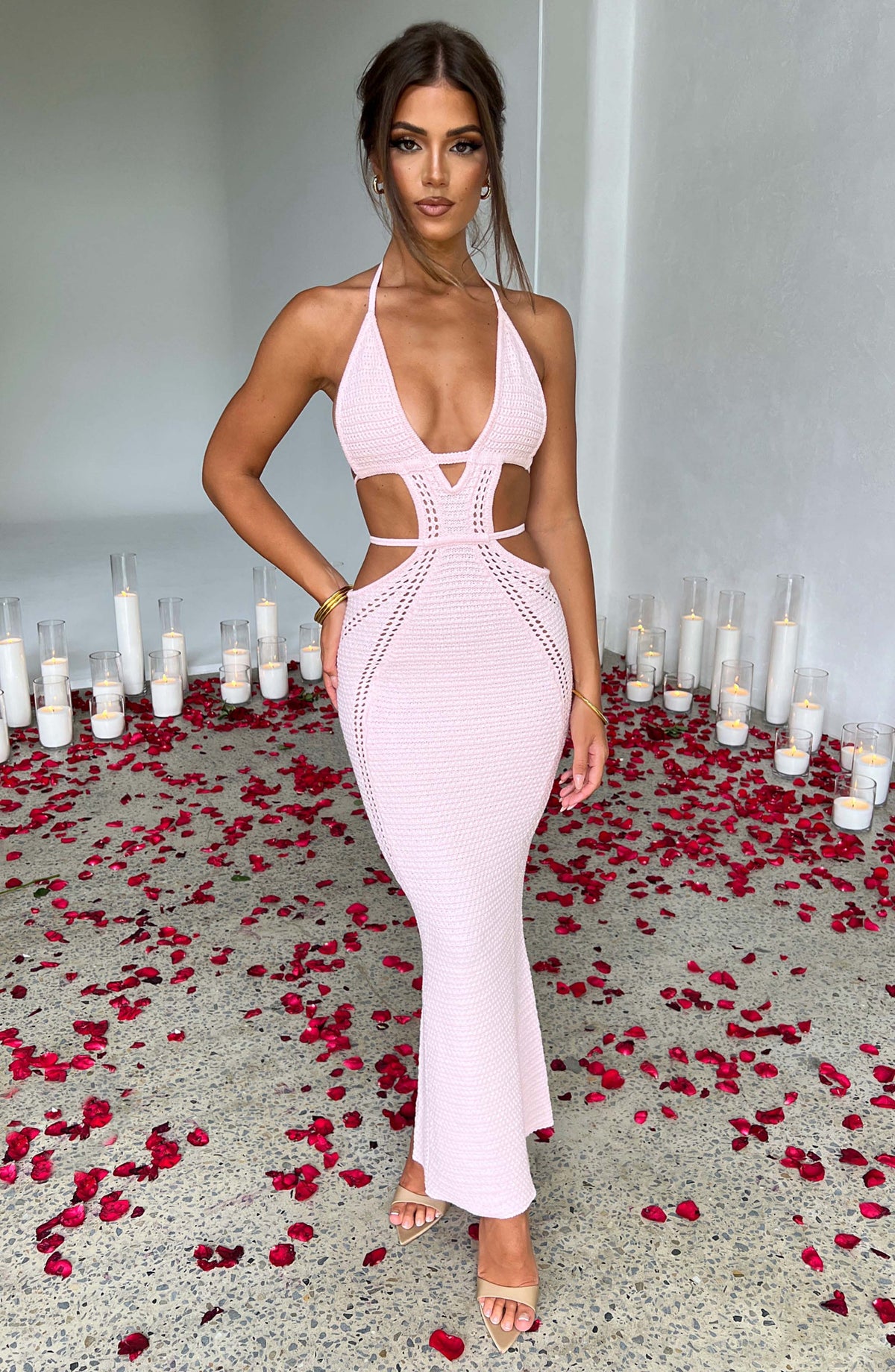 Arabella Maxi Elbise - Pudra