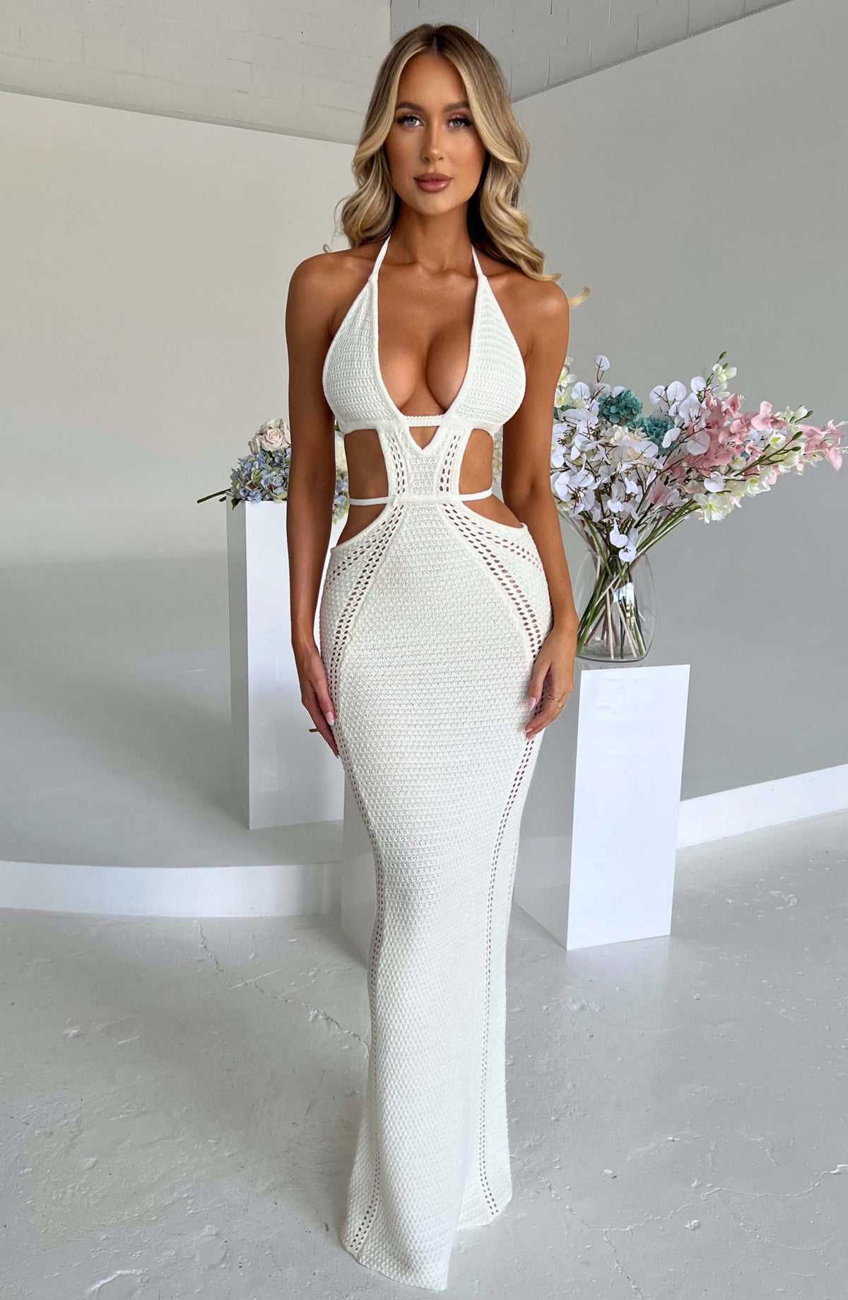 Arabella Maxi Elbise - Beyaz