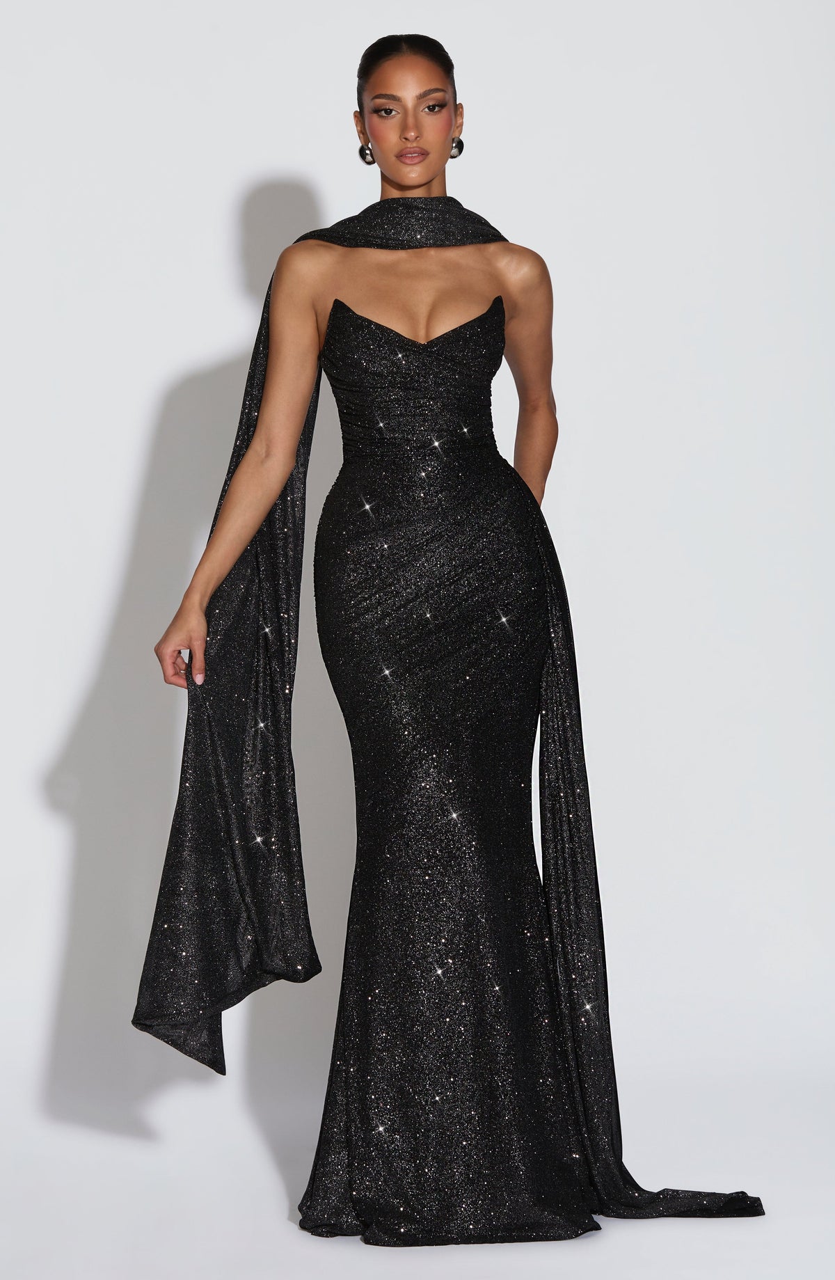 Ashika Maxi Elbise - Işıltılı Siyah