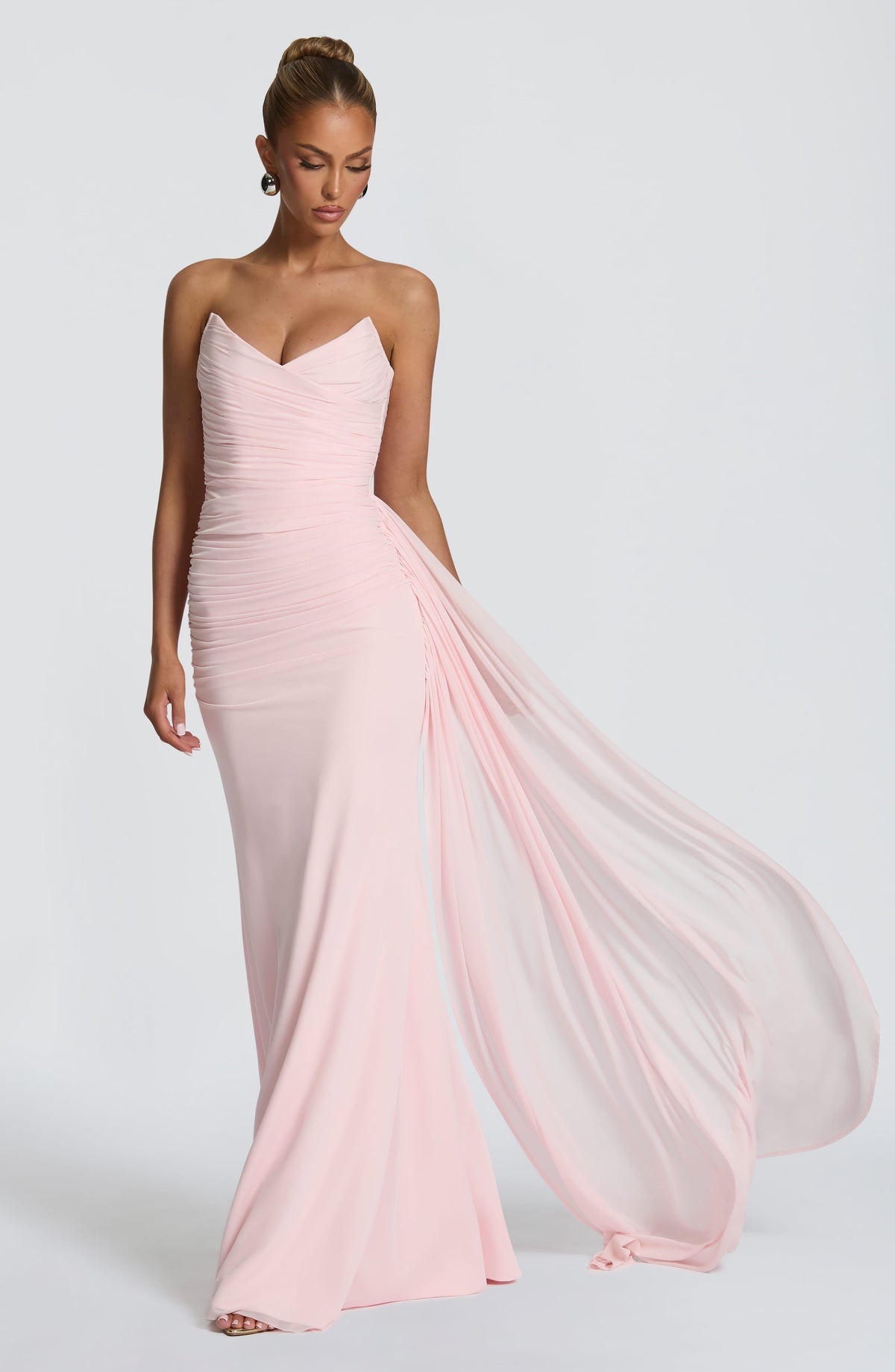 Ashika Maxi Elbise - Pudra