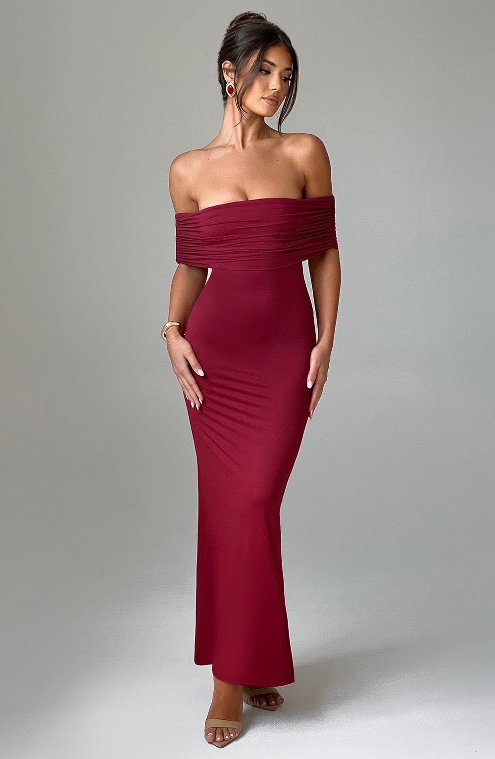 Belinda Maxi Elbise - Bordo