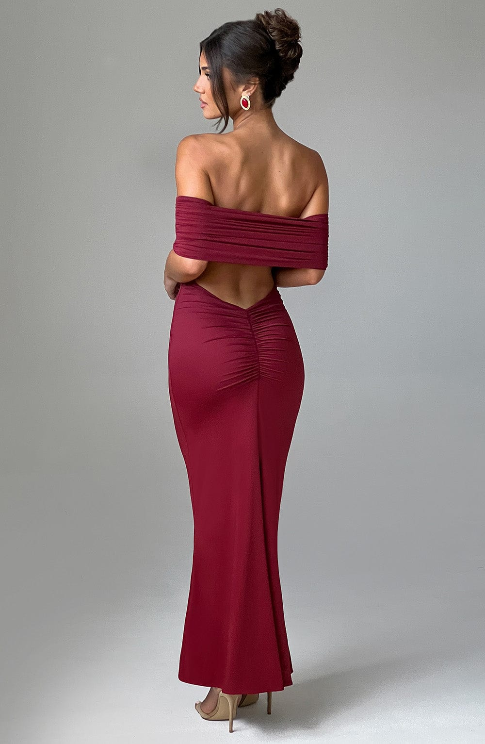 Belinda Maxi Elbise - Bordo