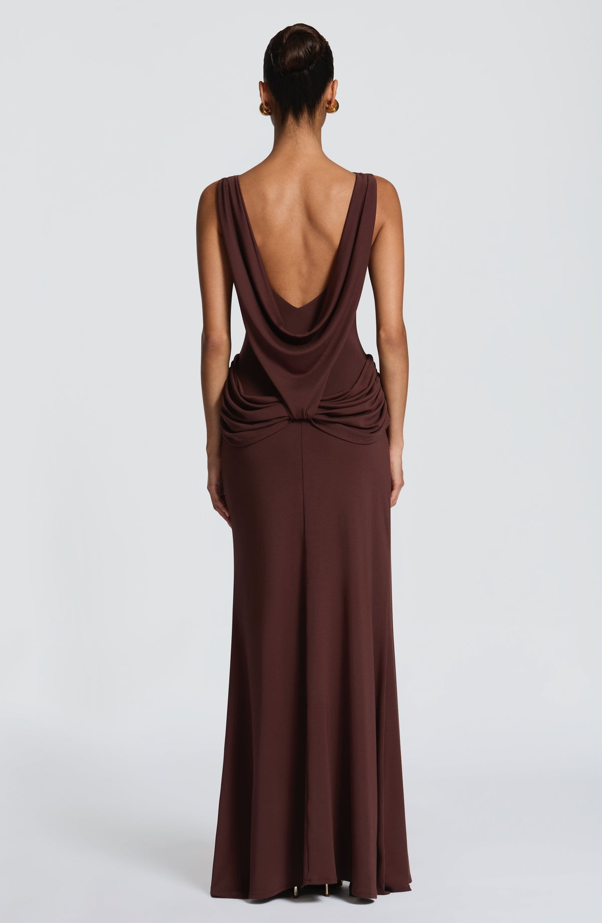 Bruna Maxi Elbise - Mürdüm Kahve