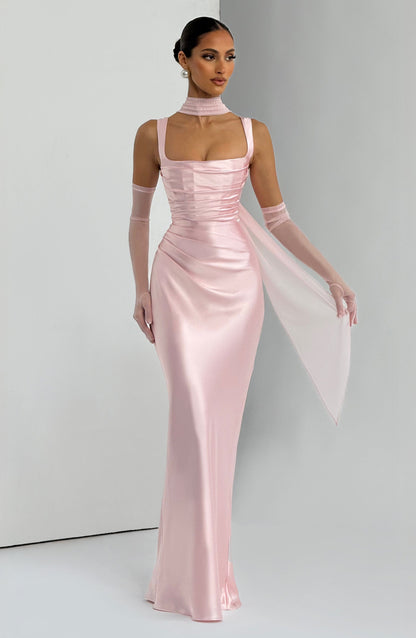 Calanthe Maxi Elbise - Pudra