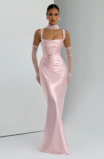 Calanthe Maxi Elbise - Pudra