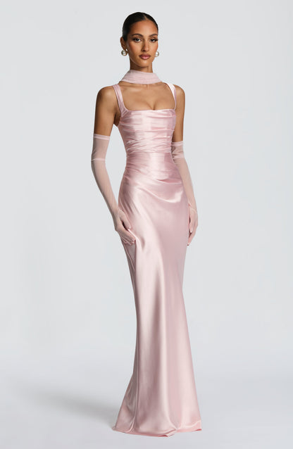 Calanthe Maxi Elbise - Pudra