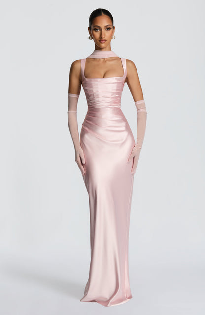 Calanthe Maxi Elbise - Pudra