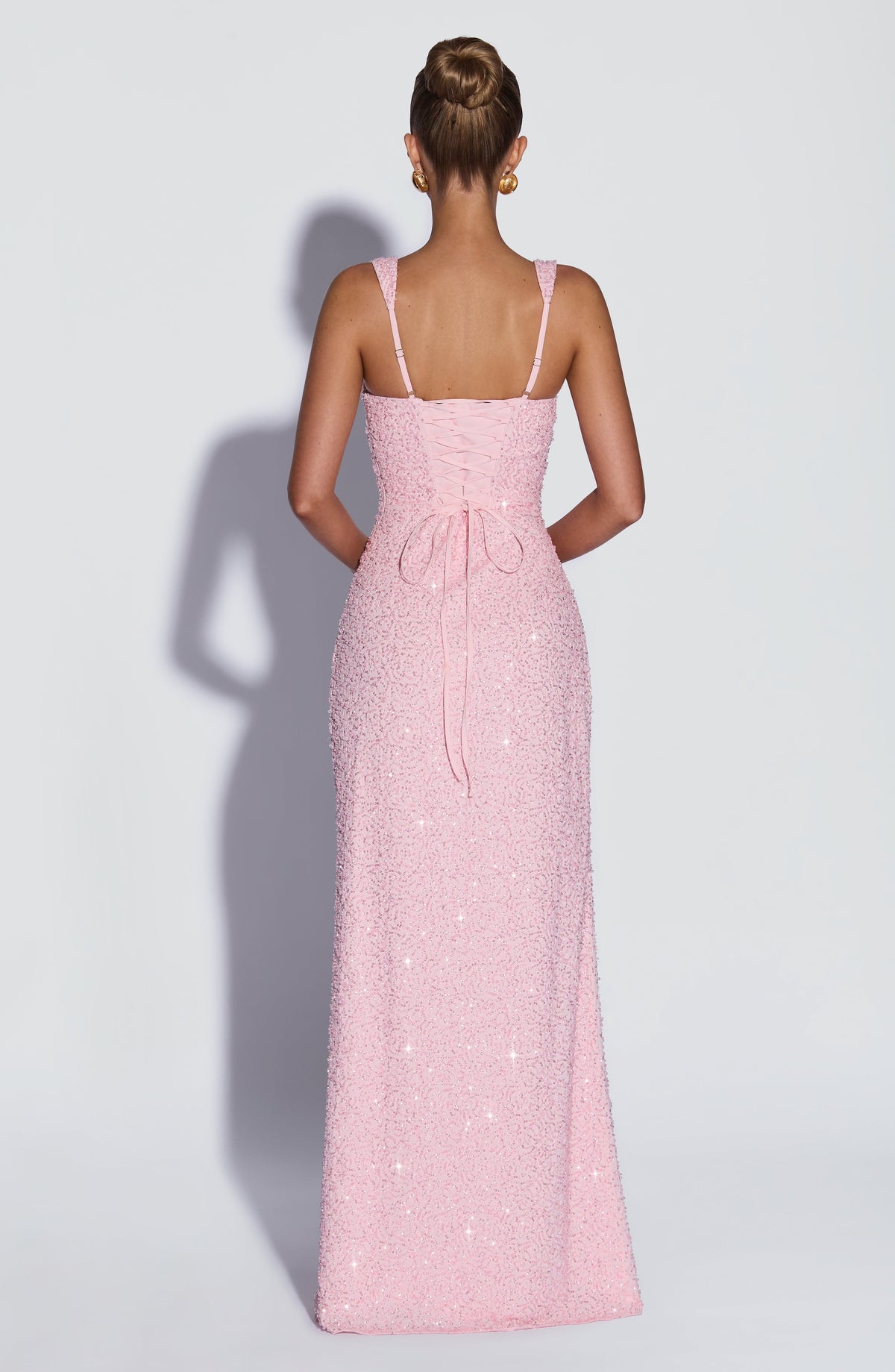 Calanthe Maxi Elbise - Pudra Işıltılı