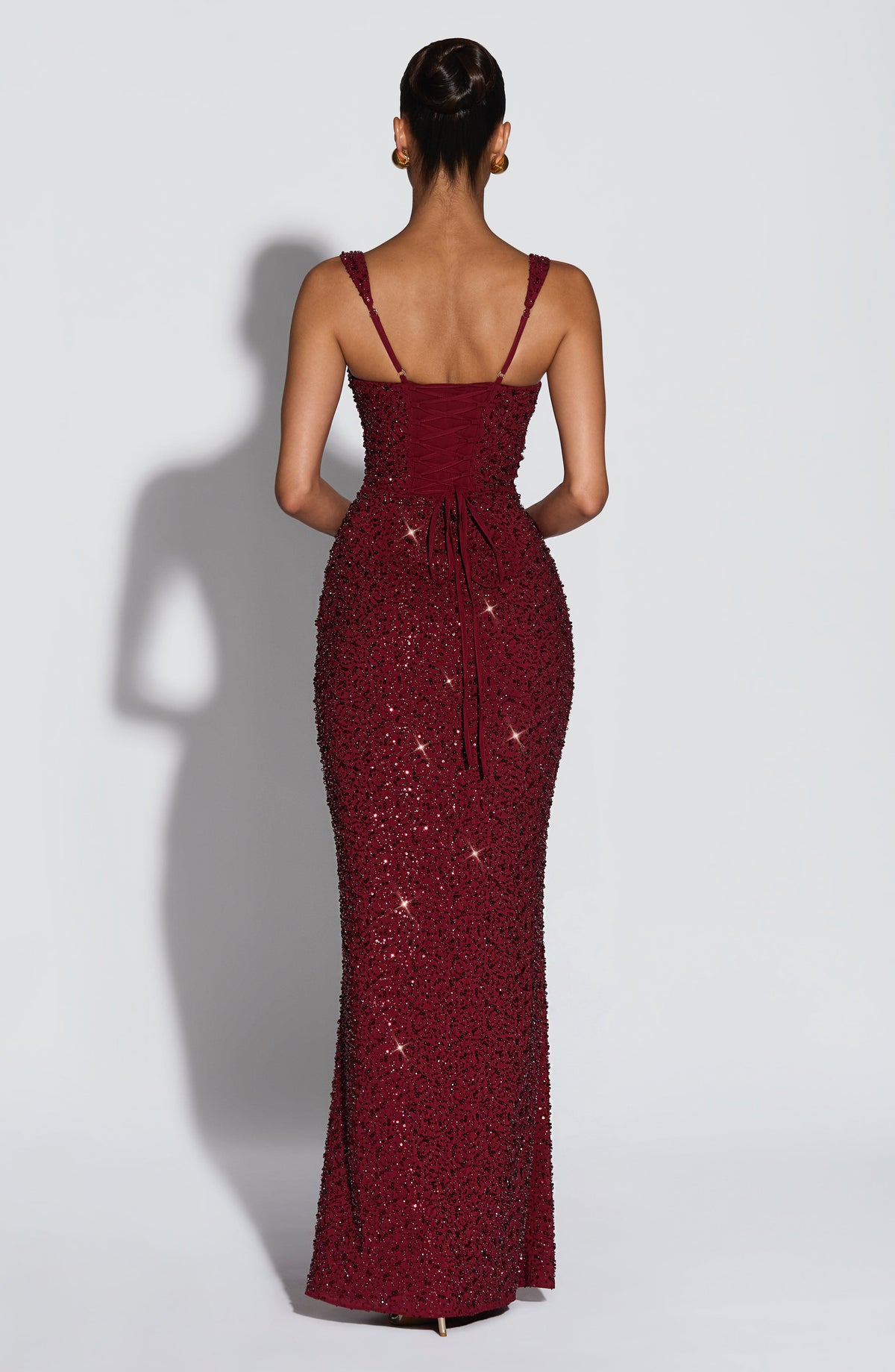 Calanthe Maxi Elbise - Işıltılı Bordo