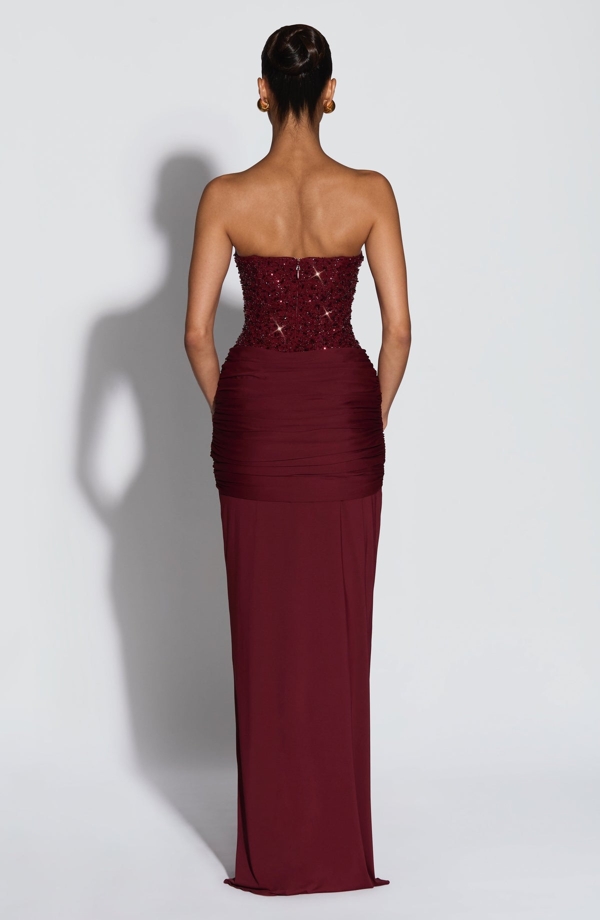 Carina Maxi Elbise - Bordo