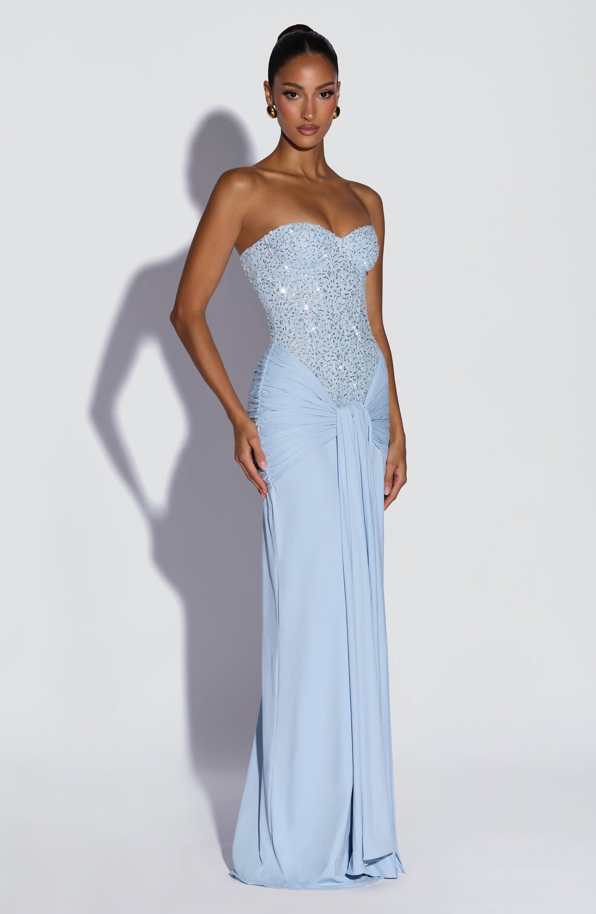 Carina Maxi Elbise - Buz Mavisi