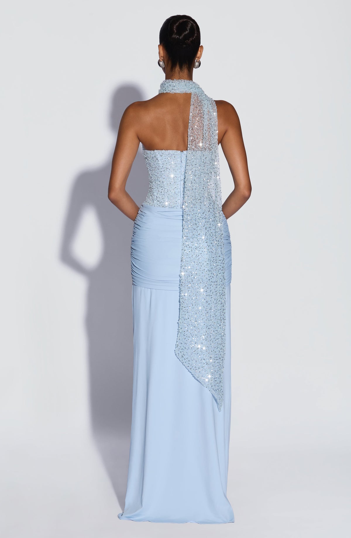 Carina Maxi Elbise - Buz Mavisi