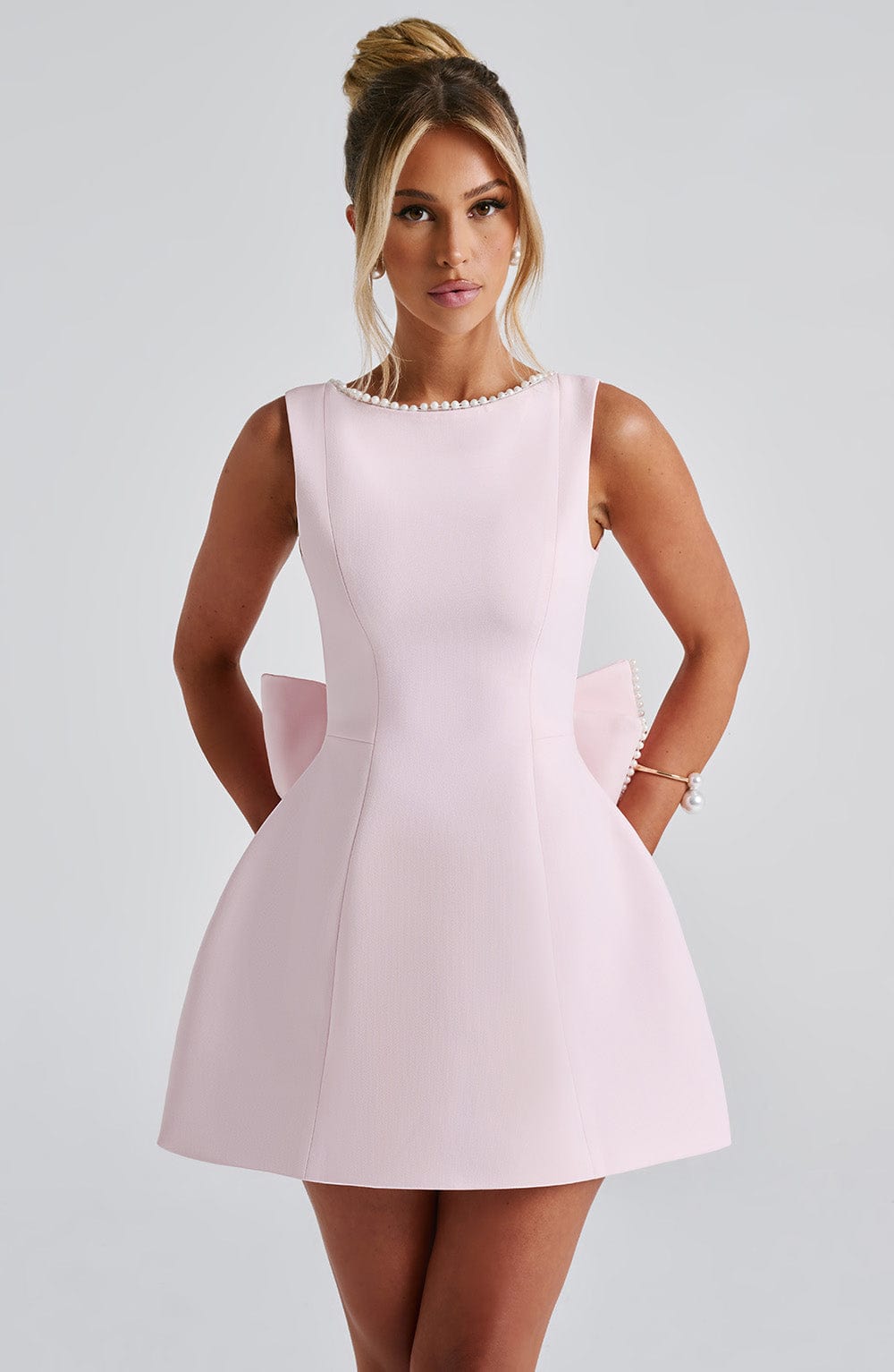 Carrie Mini Elbise - Pudra