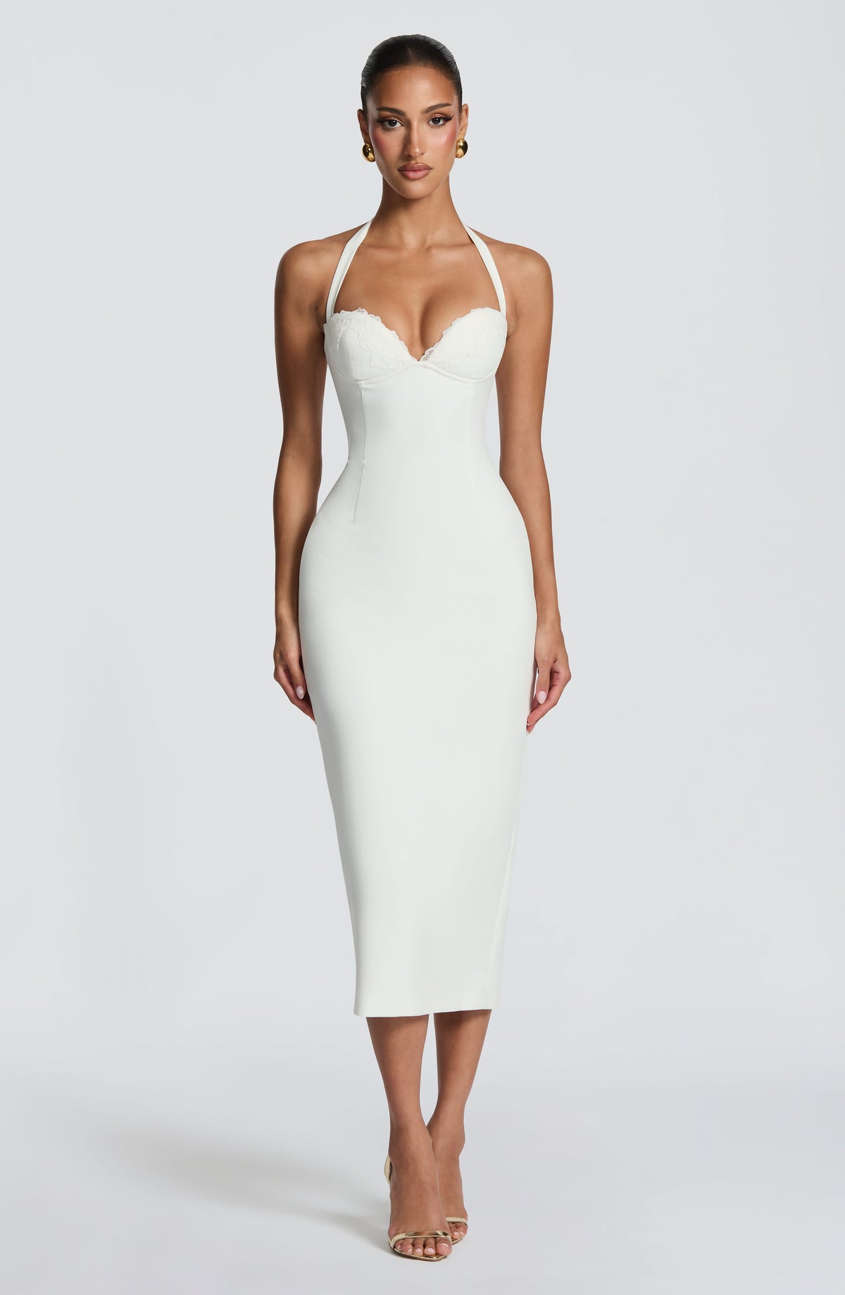 Cassia Midi Elbise - Fildişi