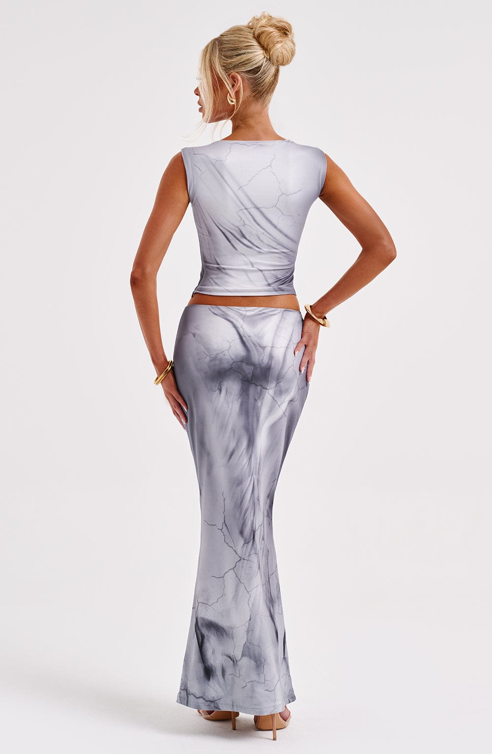 Charmayne Maxi Etek - Gri Body Deseni