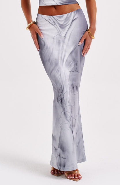 Charmayne Maxi Etek - Gri Body Deseni