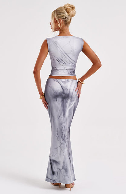 Charmayne Üst - Gri Body Deseni