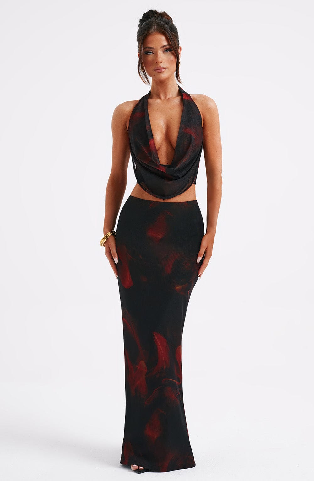 Chrishelle Maxi Etek - Alev Deseni