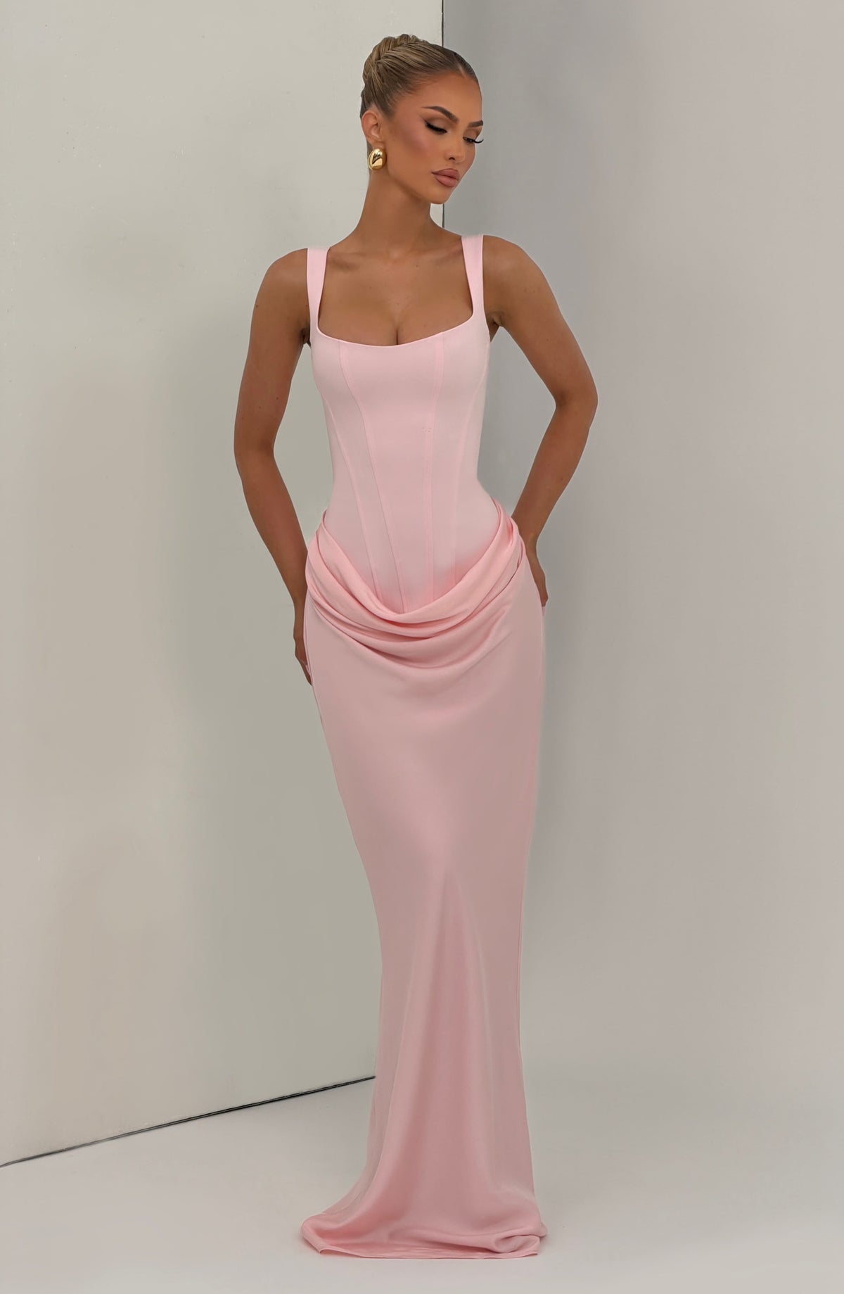 Cornelia Maxi Elbise - Pudra