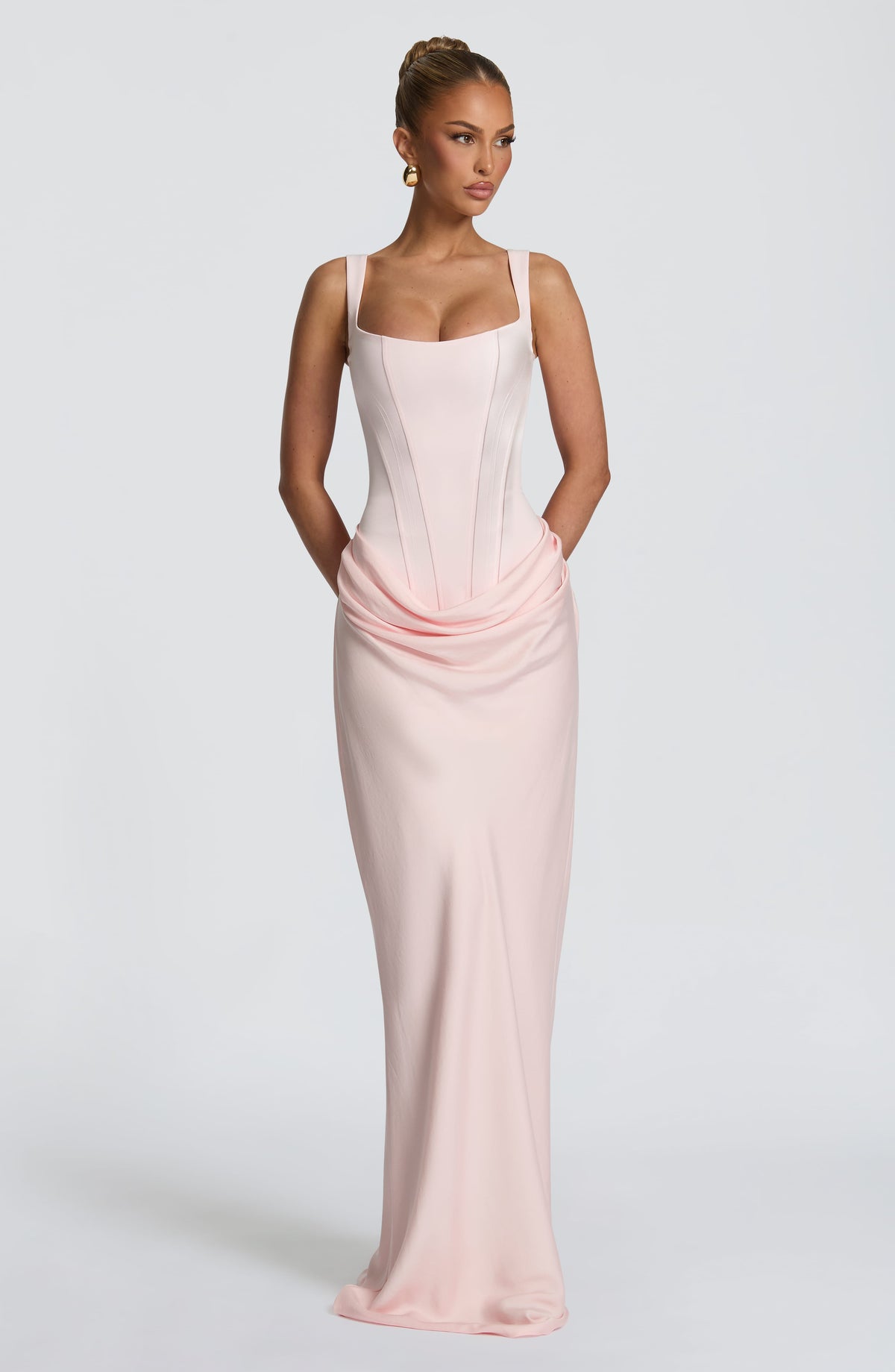 Cornelia Maxi Elbise - Pudra
