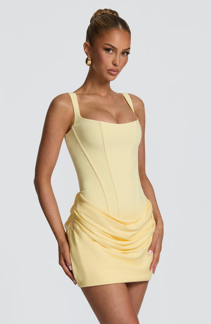 Cornelia Mini Elbise - Limon Sarısı