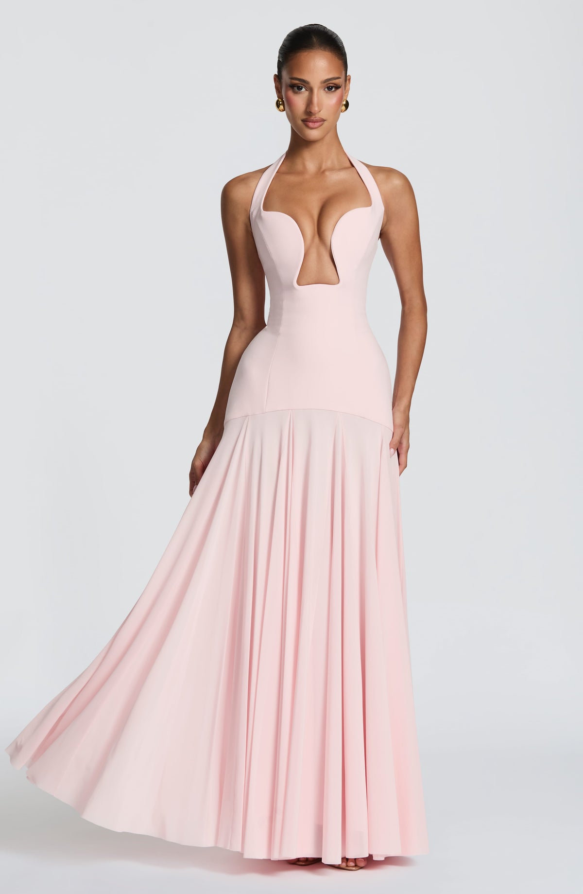 Cyrene Maxi Elbise - Pudra
