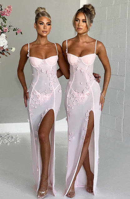 Dalary Maxi Elbise - Pudra