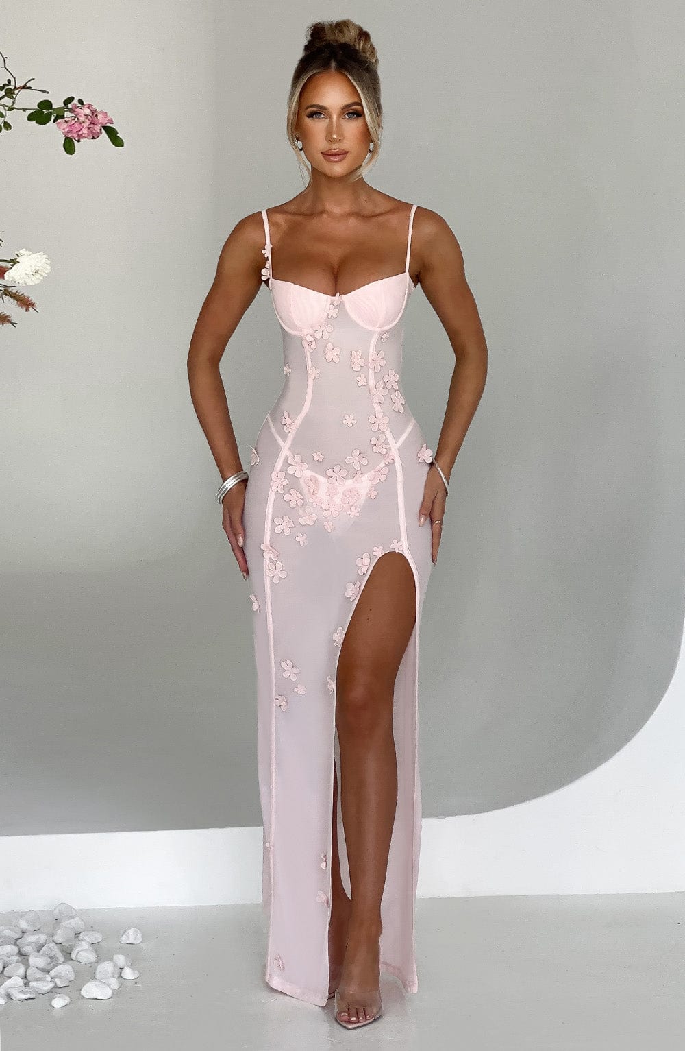 Dalary Maxi Elbise - Pudra