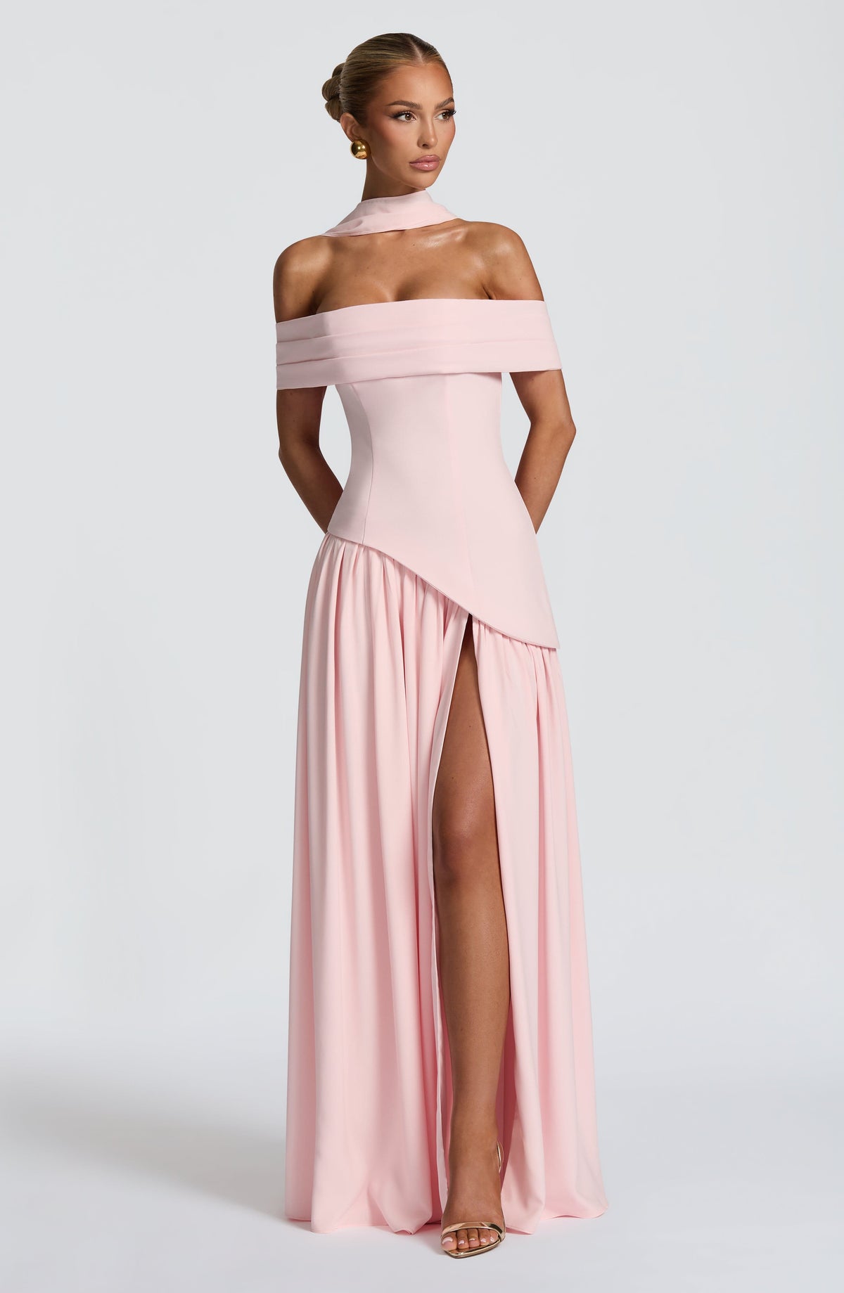 Delilah Maxi Elbise - Pudra