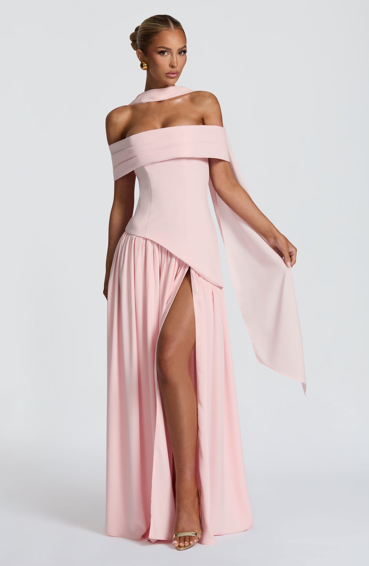 Delilah Maxi Elbise - Pudra