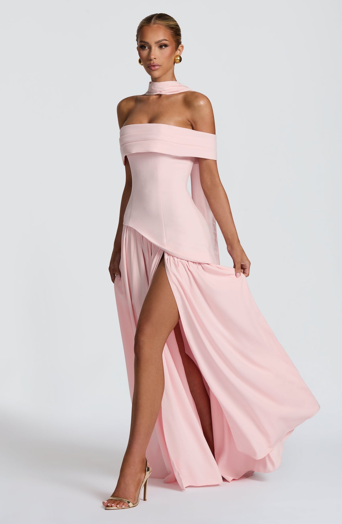 Delilah Maxi Elbise - Pudra