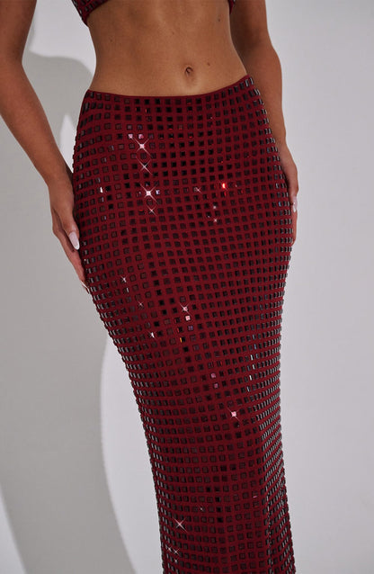 Dimity Maxi Etek - Şarap