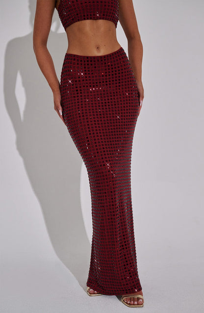 Dimity Maxi Etek - Şarap