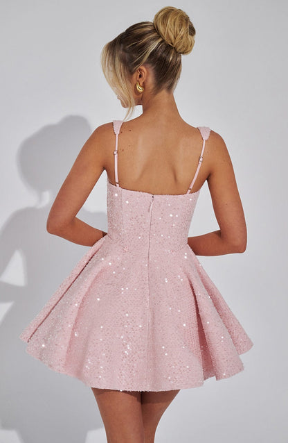 Dorothy Mini Elbise - Pudra