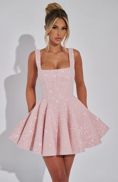 Dorothy Mini Elbise - Pudra