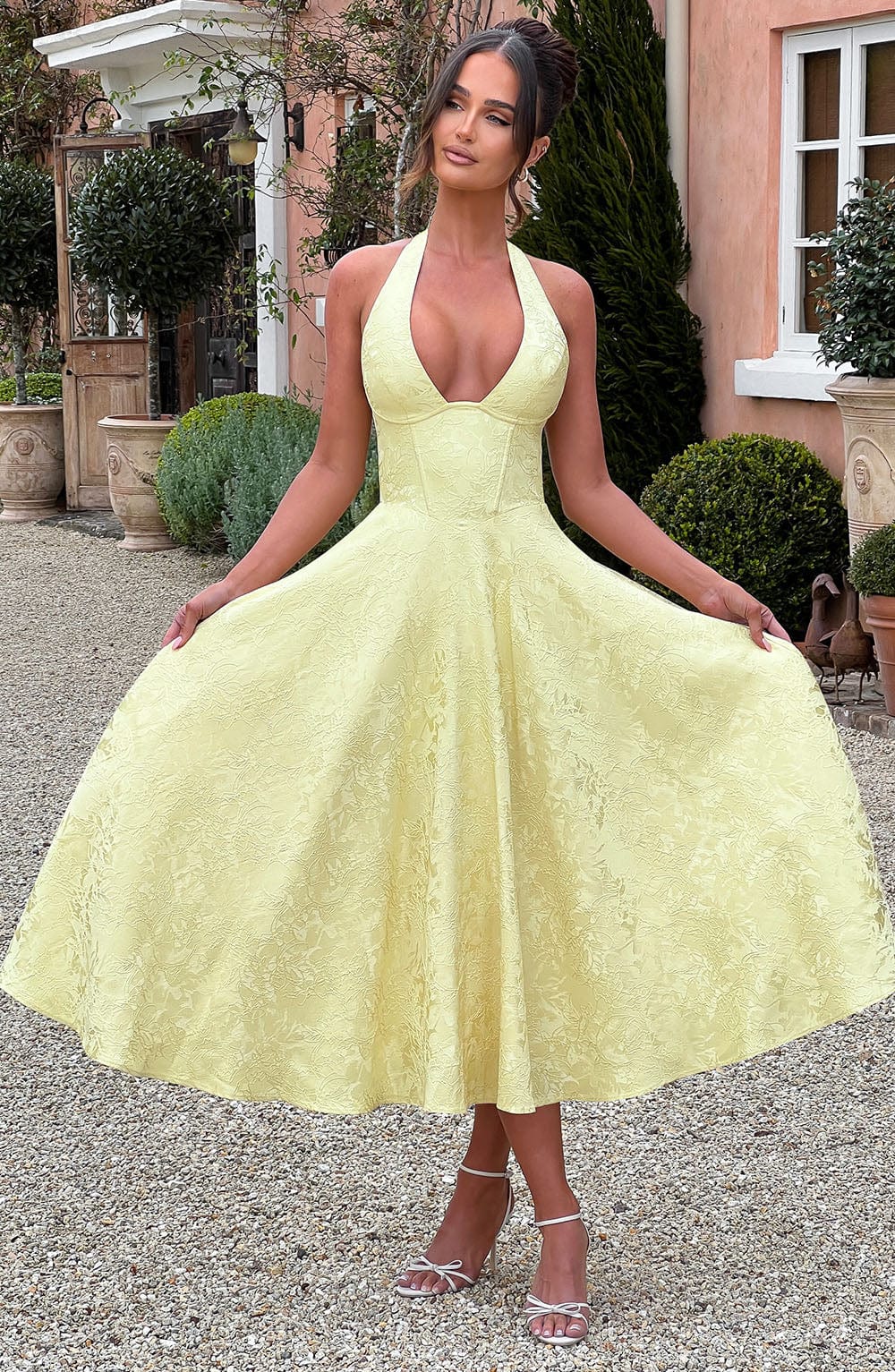 Effie Midi Elbise - Limon Sarısı