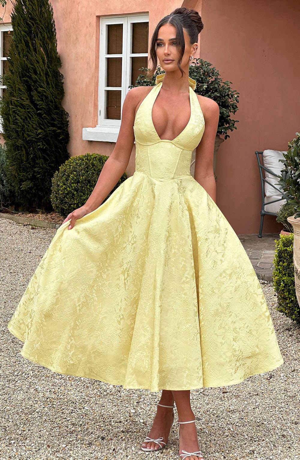 Effie Midi Elbise - Limon Sarısı