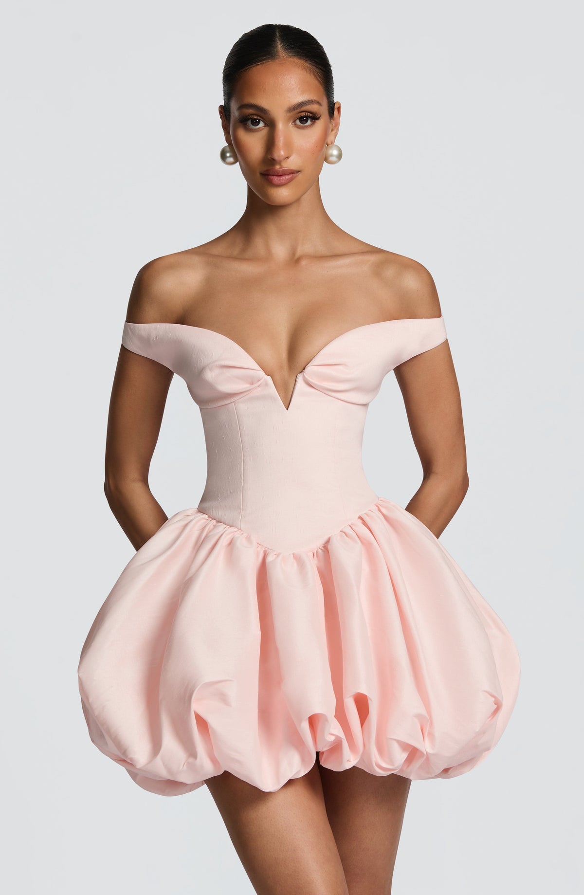 Eileen Mini Elbise - Pudra
