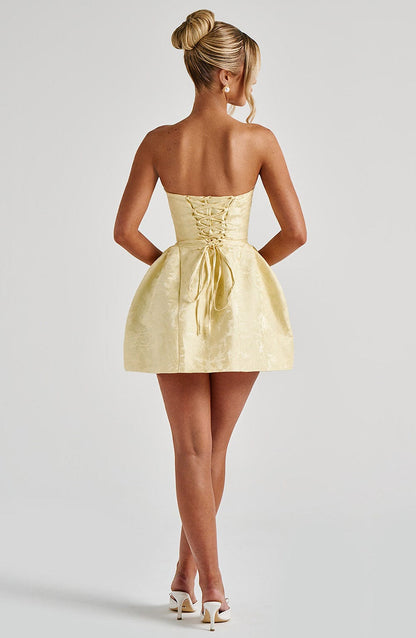 Elenora Mini Elbise - Limon Sarısı