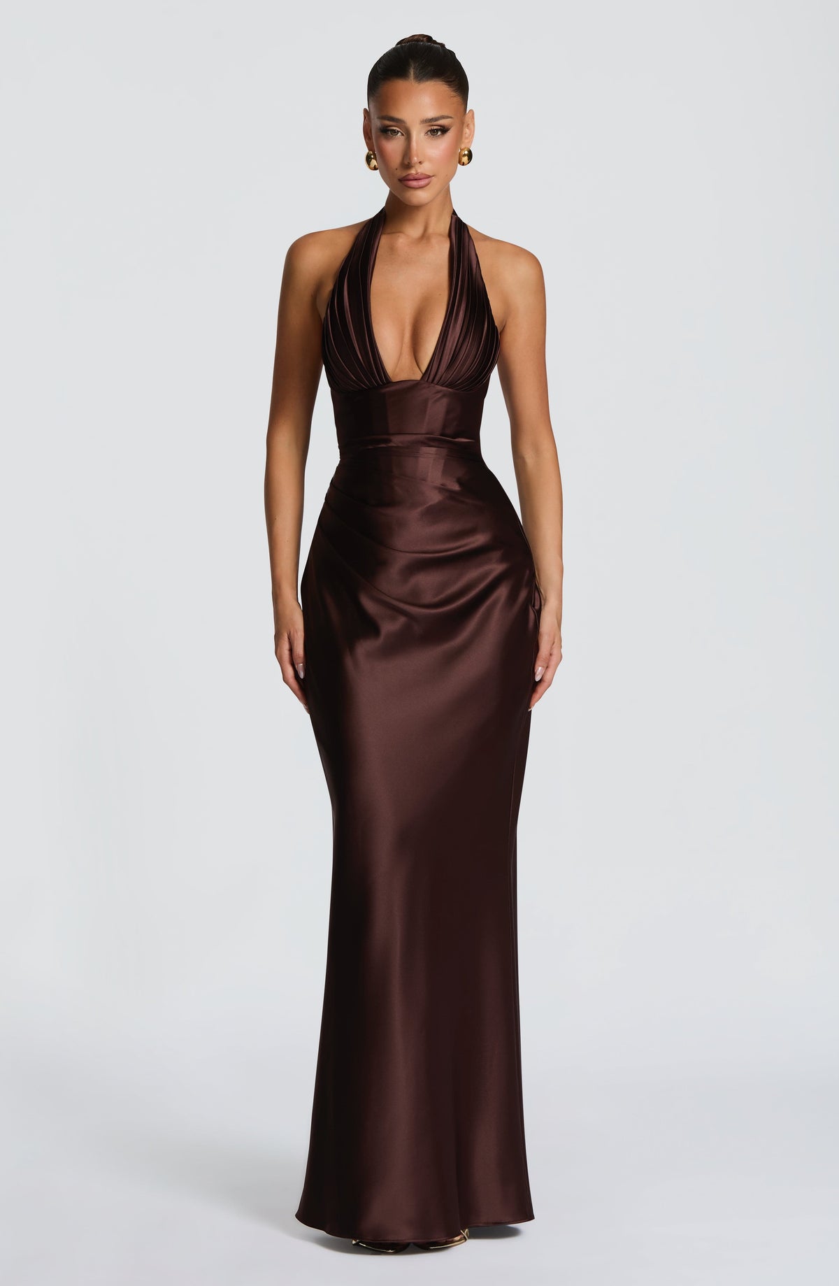 Elowen Maxi Elbise - Mürdüm Kahve