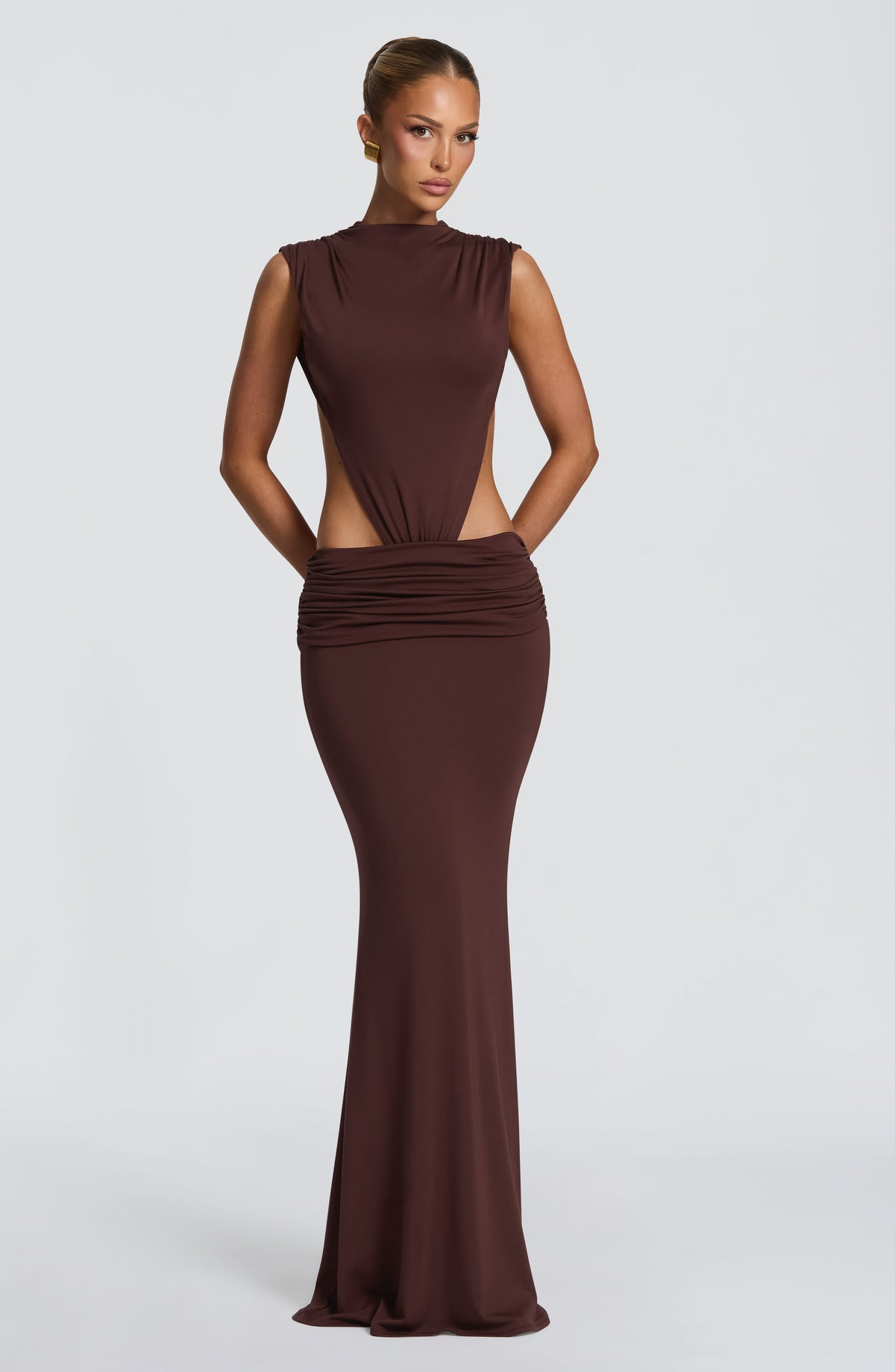 Fenella Maxi Elbise - Mürdüm Kahve
