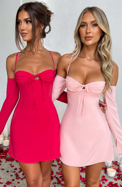 Fiona Mini Elbise - Pembe