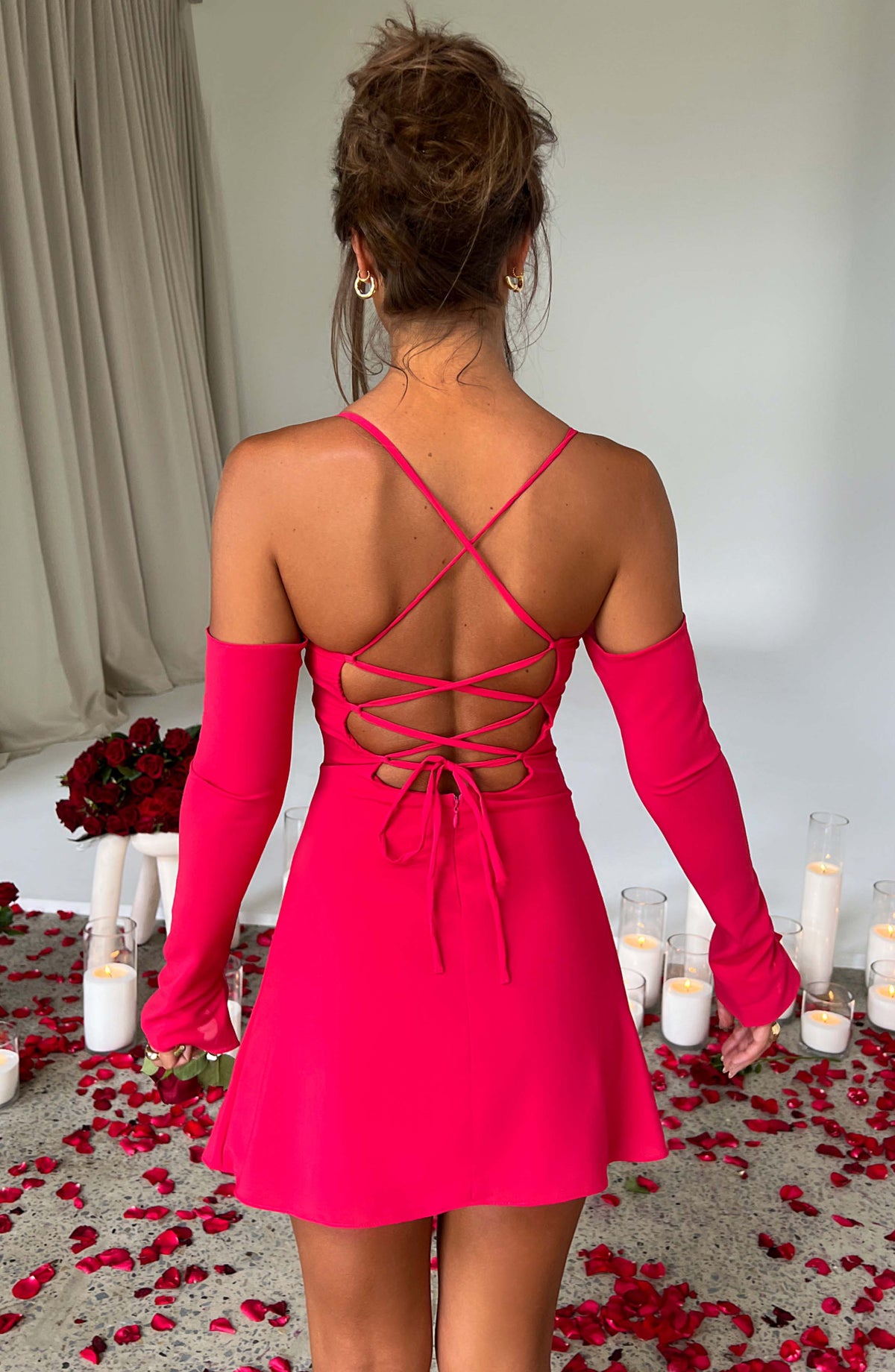 Fiona Mini Elbise - Pembe